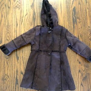 EUC Talbots Kids size 8 brown coat with faux fur lining.
